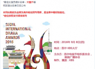 [新闻]160808 宋慧乔入围第十一届首尔国际电视节最佳女演员