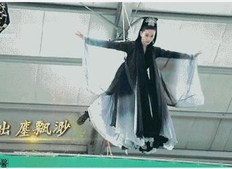 [新闻]170627 刘诗诗吊威亚被勒脖子 动作十分惊险