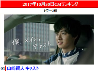 [新闻]171031 厉害了，山崎贤人连续3天第一位
