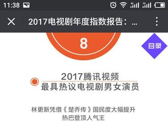 [新闻]171202 腾讯视频年度指数报告 林更新获最具热议电视剧男演员