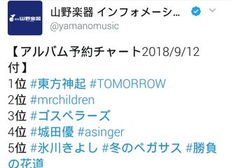 [新闻]180916 东方神起新专《TOMORROW》连续两周保持专辑预约榜首位