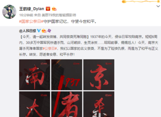 [新闻]181213 王鹤棣转发人民日报微博守护国家记忆 守望今世和平