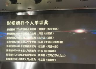 [新闻]190129 《香蜜沉沉烬如霜》再获奖！恭喜杨紫获影视榜样2018年度总评榜·人气女主角